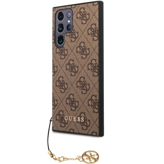 Pouzdro GUESS pro Samsung Galaxy S22 Ultra, 4G Charms Collection Hardcase, hnědé