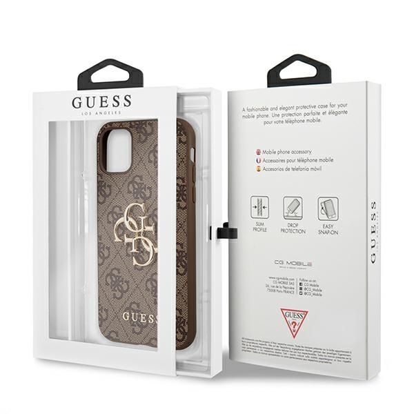 Pouzdro GUESS pro iPhone 11, 4G Big Metal Logo, hnědé