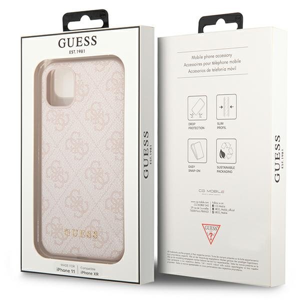 Pouzdro GUESS pro iPhone 11 4G Metal Gold Logo, růžové