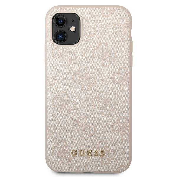 Pouzdro GUESS pro iPhone 11 4G Metal Gold Logo, růžové