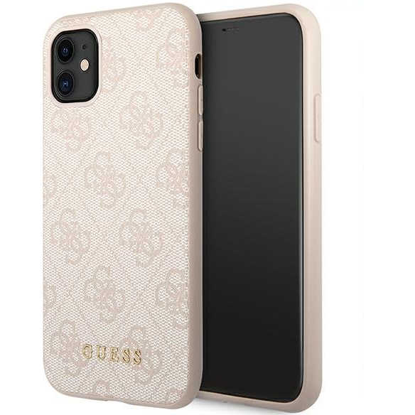 Pouzdro GUESS pro iPhone 11 4G Metal Gold Logo, růžové