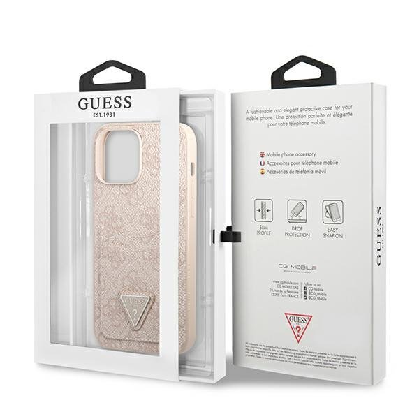 Pouzdro GUESS pro iPhone 13 Pro, 4G Triangle Logo Cardslot, růžové