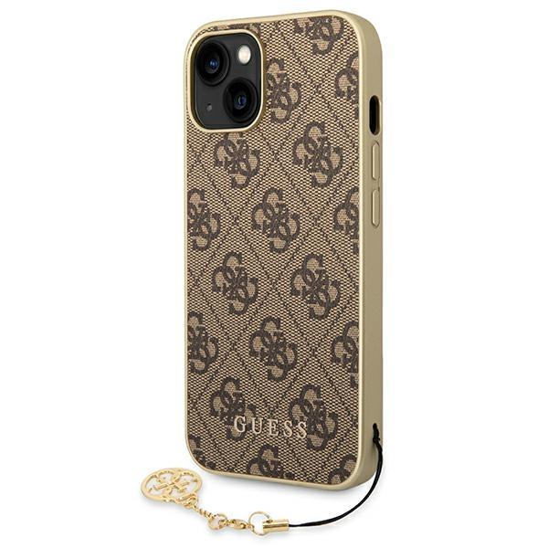 Pouzdro GUESS pro iPhone 14, 4G Charms Collection Hardcase, hnědé