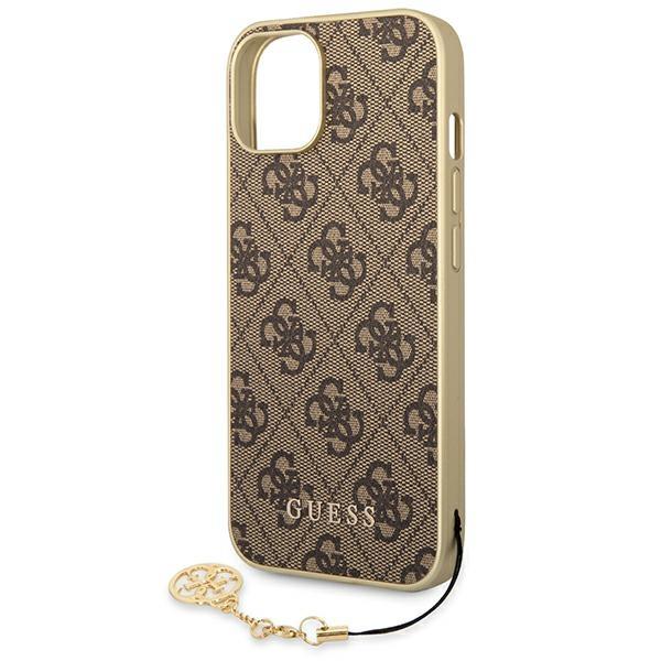 Pouzdro GUESS pro iPhone 14, 4G Charms Collection Hardcase, hnědé