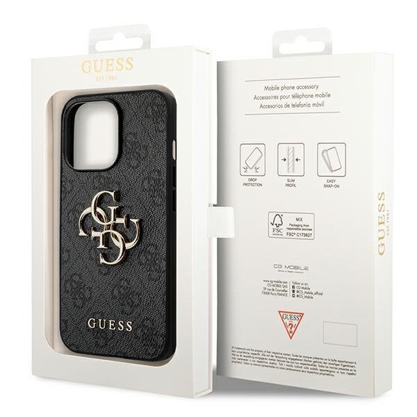 Pouzdro GUESS pro iPhone 14 Pro, 4G Big Metal Logo, šedé