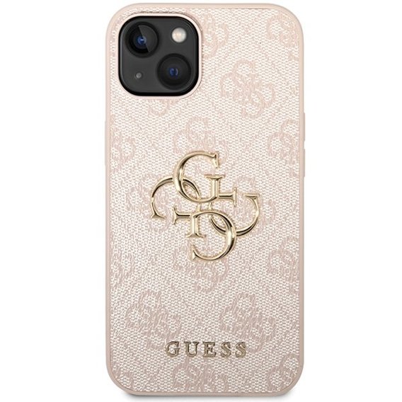 Pouzdro GUESS pro iPhone 15, 4G Big Metal Logo, růžové