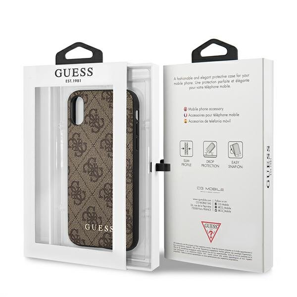 Pouzdro GUESS pro iPhone XS Max 4G Metal Gold Logo, hnědé