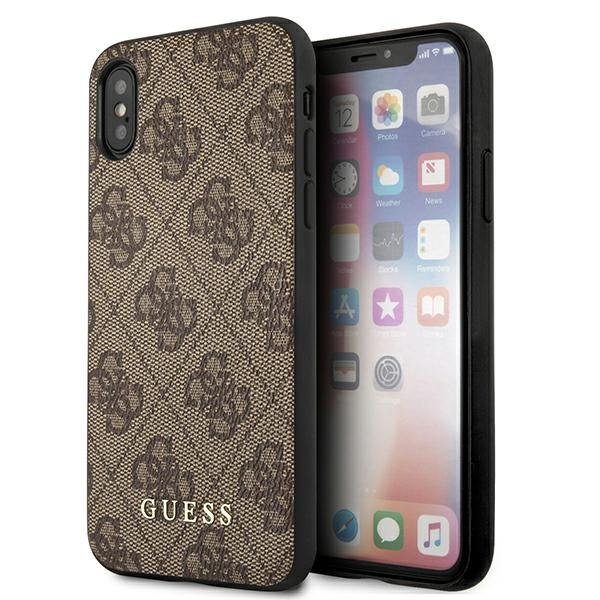 Pouzdro GUESS pro iPhone XS Max 4G Metal Gold Logo, hnědé