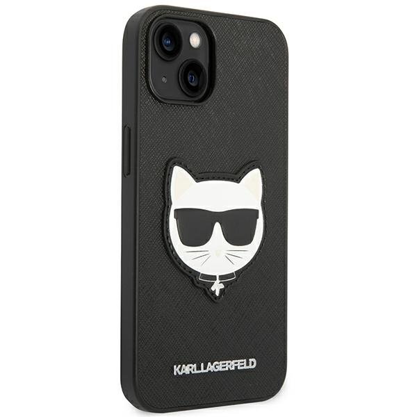 Pouzdro Karl Lagerfeld pro iPhone 14, Saffiano Choupette Head Patch, černé