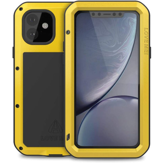 Pouzdro Love Mei pro iPhone 11, armored with glass, žluté / černé