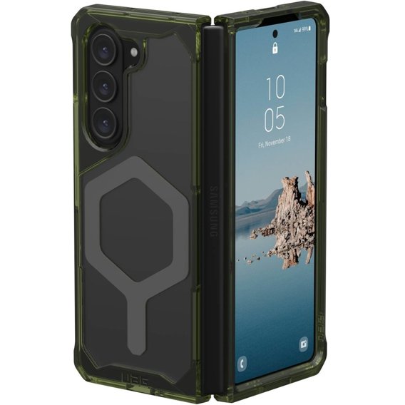 Pouzdro Urban Armor Gear pro Galaxy Z Fold 5 5G, Plyo MagSafe, transparentní / zelené