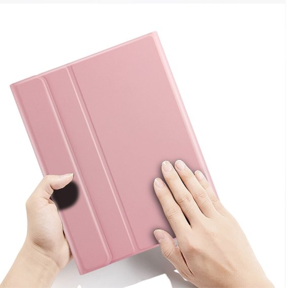 Pouzdro + klávesnice iPad 10.2 7/8/9 gen 2019/2020/2021, Keyboard Cover Pen Slot, růžové rose gold