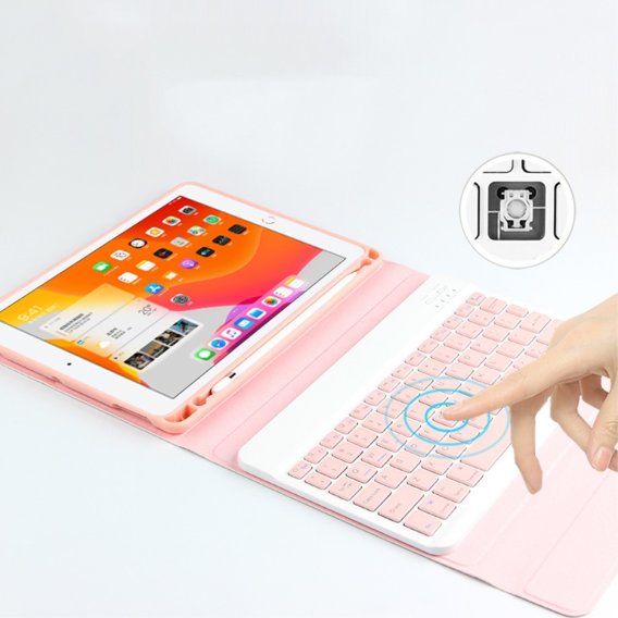 Pouzdro + klávesnice iPad 10.2 7/8/9 gen 2019/2020/2021, Keyboard Cover Pen Slot, růžové rose gold