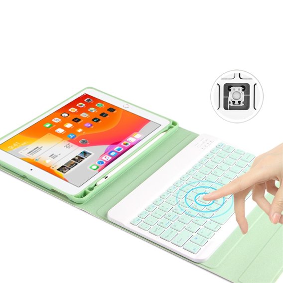 Pouzdro + klávesnice iPad 10.2 7/8/9 gen 2019/2020/2021, Keyboard Cover Pen Slot, zelené