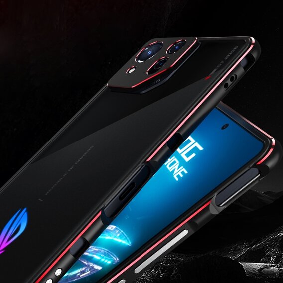 Pouzdro pro ASUS ROG Phone 8 Pro, Armor Bumper, s krytem objektivu, černá / červená