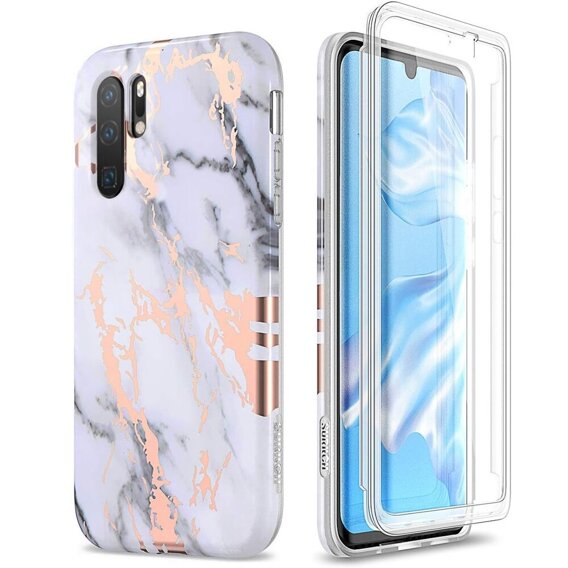 Pouzdro pro Huawei P30 Pro, Suritch Full Body Marble, bílé