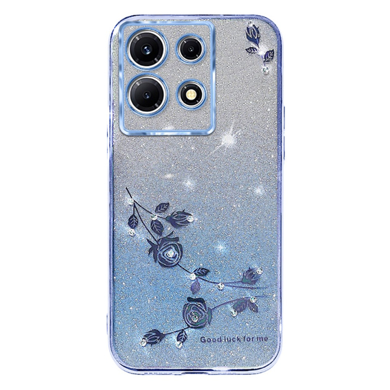 Pouzdro pro Infinix Note 30 Pro 4G, Glitter Flower, modré