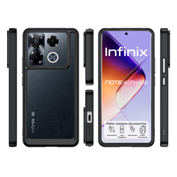 Pouzdro pro Infinix Note 40 Pro Plus, Fusion Hybrid, transparentní / černé