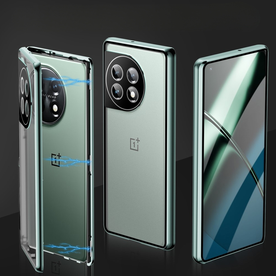 Pouzdro pro OnePlus 11 5G, Magnetic Dual Glass, zelené