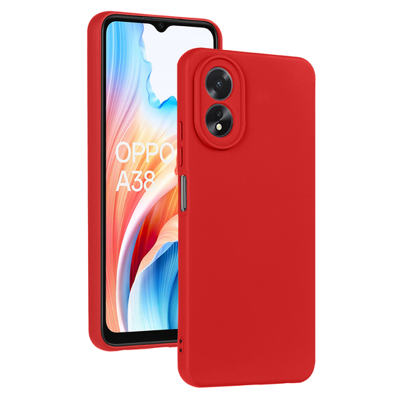 Pouzdro pro Oppo A18 4G / A38 4G, Silicone Lite, červené+ sklo 9H