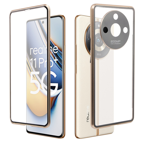 Pouzdro pro Realme 11 Pro 5G / Pro+ 5G, Magnetic Dual Glass, zlaté