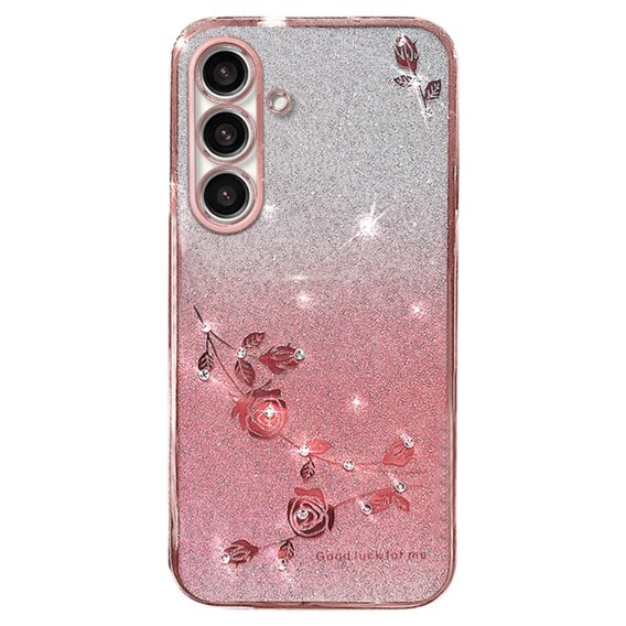 Pouzdro pro Samsung Galaxy A05s 4G, Glitter Flower, růžové rose gold