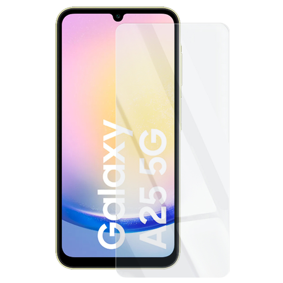 Pouzdro pro Samsung Galaxy A25, silikonové s třpytkami, průhledné + 9H sklo