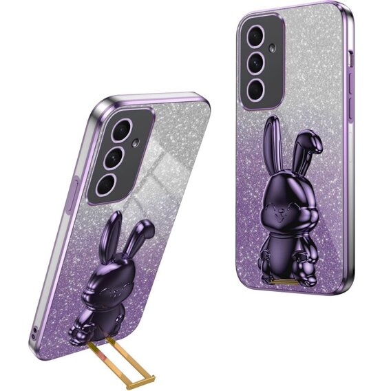 Pouzdro pro Samsung Galaxy A54 5G, Glitter Rabbit, s výsuvným stojánkem, fialové