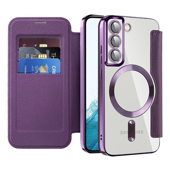 Pouzdro pro Samsung Galaxy S22 5G, FlipMag Secure wallet with RFID flap, pro MagSafe, fialové