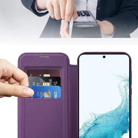 Pouzdro pro Samsung Galaxy S22 5G, FlipMag Secure wallet with RFID flap, pro MagSafe, fialové