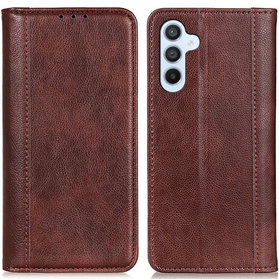 Pouzdro pro Samsung Galaxy S24, Wallet Litchi Leather, hnědé