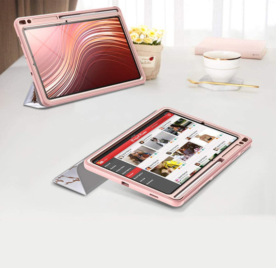 Pouzdro pro Samsung Galaxy Tab S6 Lite, Suritch Full Body Marble, růžové