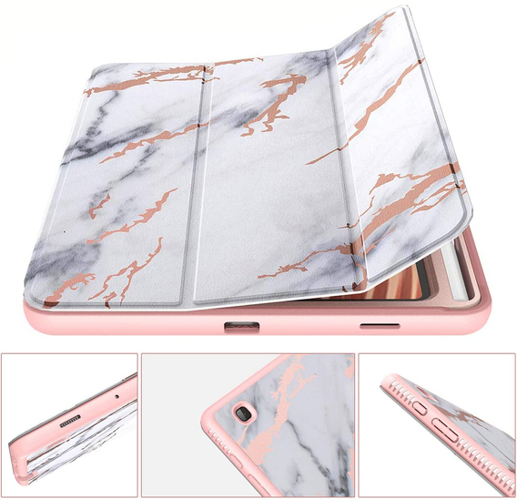 Pouzdro pro Samsung Galaxy Tab S6 Lite, Suritch Full Body Marble, růžové