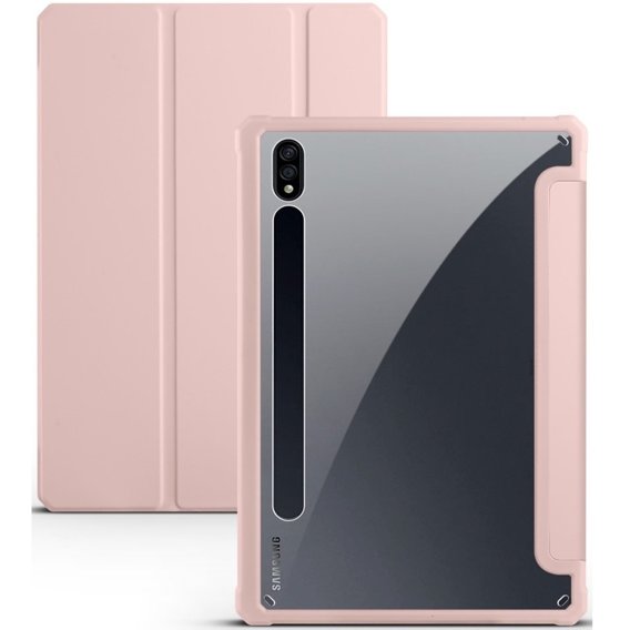 Pouzdro pro Samsung Galaxy Tab S7 Plus / Tab S7 FE, Smartcase Hybrid, se slotem na stylus, růžové