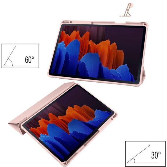 Pouzdro pro Samsung Galaxy Tab S7 Plus / Tab S7 FE, Smartcase Hybrid, se slotem na stylus, růžové