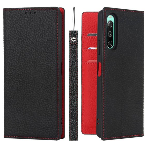 Pouzdro pro Sony Xperia 10 IV 5G, Wallet Litchi Leather, černé