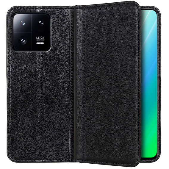 Pouzdro pro Xiaomi 13, Wallet Litchi Leather, černé