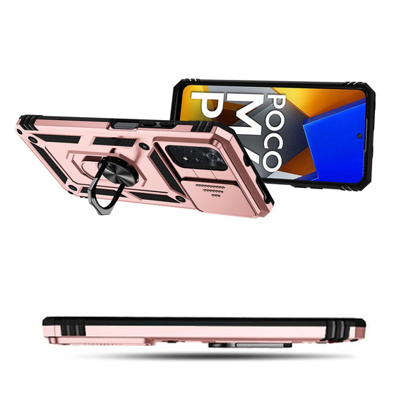 Pouzdro pro Xiaomi Poco M4 Pro 4G, CamShield Slide, růžové rose gold