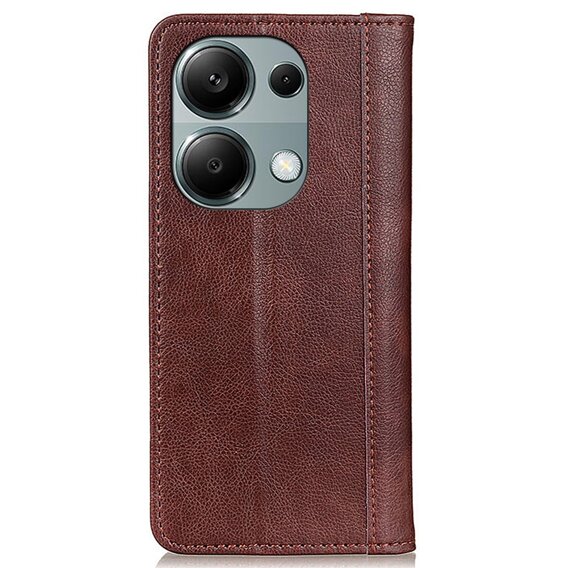 Pouzdro pro Xiaomi Redmi Note 13 Pro 4G, Wallet Litchi Leather, hnědé