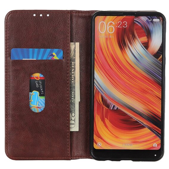 Pouzdro pro Xiaomi Redmi Note 13 Pro 4G, Wallet Litchi Leather, hnědé