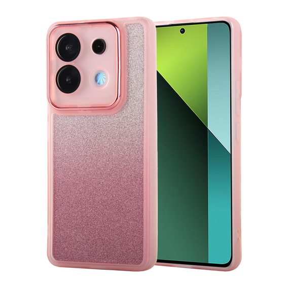 Pouzdro pro Xiaomi Redmi Note 13 Pro 5G, Glittery Powder, růžové + 9H tvrzené sklo