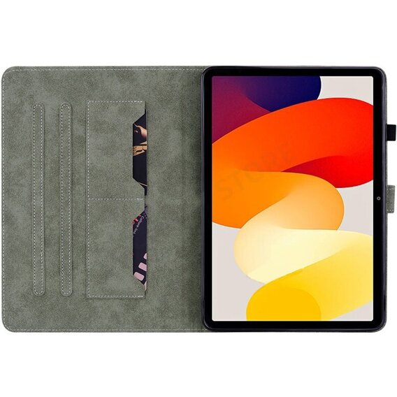 Pouzdro pro Xiaomi Redmi Pad SE 11", Wallet Pen Slot, zelené