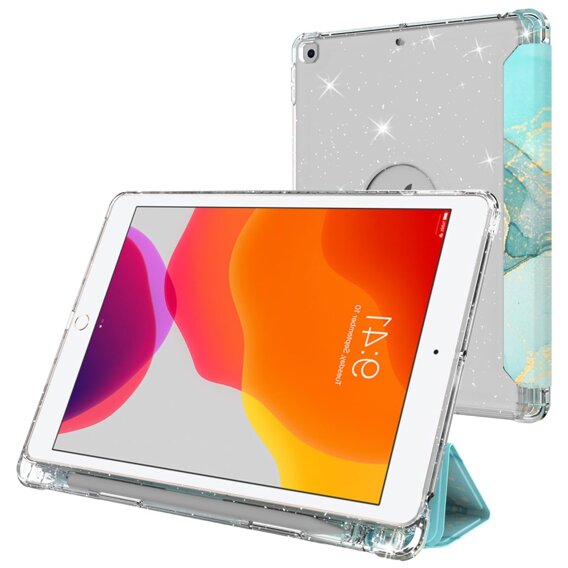 Pouzdro pro iPad 10.2 2019/2020/2021, Smartcase Hybrid, se slotem na stylus, Marble modré