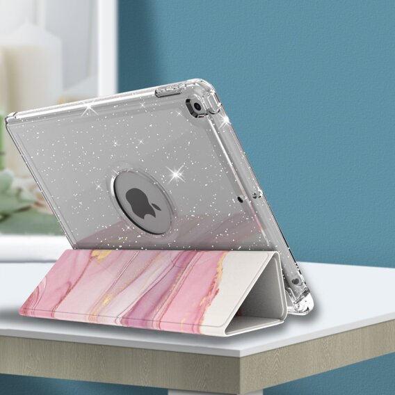 Pouzdro pro iPad 10.2 2019/2020/2021, Smartcase Hybrid, se slotem na stylus, Marble růžové