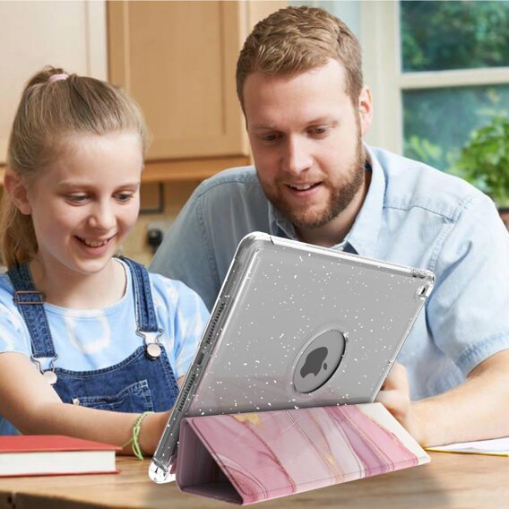 Pouzdro pro iPad 10.2 2019/2020/2021, Smartcase Hybrid, se slotem na stylus, Marble růžové