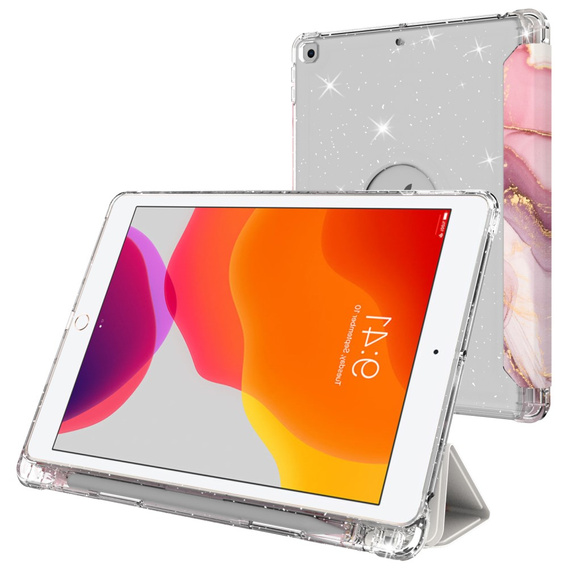 Pouzdro pro iPad 10.2 2019/2020/2021, Smartcase Hybrid, se slotem na stylus, Marble růžové