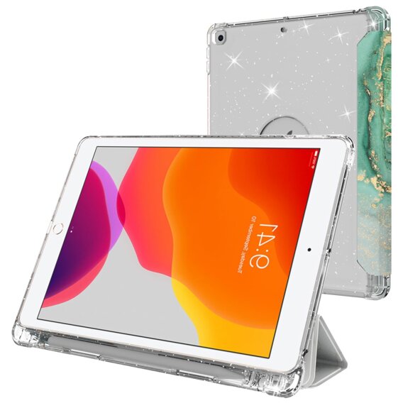 Pouzdro pro iPad 10.2 2019/2020/2021, Smartcase Hybrid, se slotem na stylus, Marble zelené