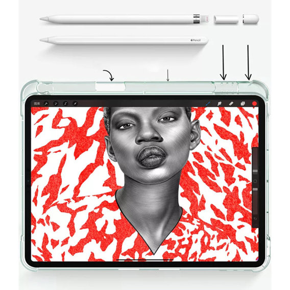 Pouzdro pro iPad 10.9 2022 10 GEN, Smartcase Hybrid, se slotem na stylus, zelené