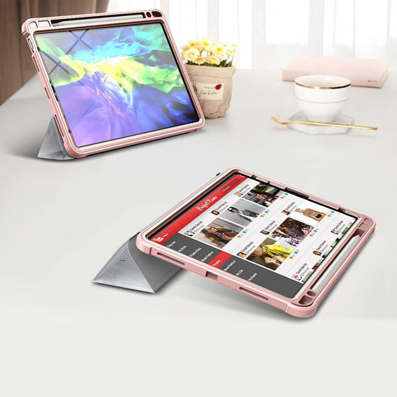 Pouzdro pro iPad Air 4 10.9 2020 / iPad Pro 11 2020 / 2018, Suritch Full Body Marble, růžové