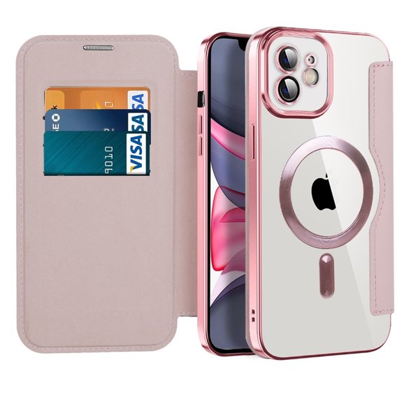 Pouzdro pro iPhone 11, FlipMag Secure wallet with RFID flap, pro MagSafe, růžové rose gold